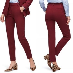New J. Crew Cameron High Rise Pant Burgundy Red
